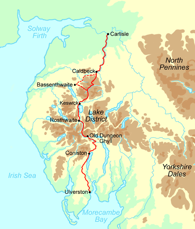 Cumbria Way Trail Running map